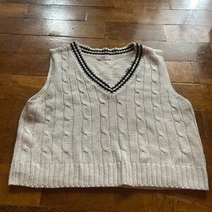 Ardene Knit V-Neck Sweater Vest in White and Black